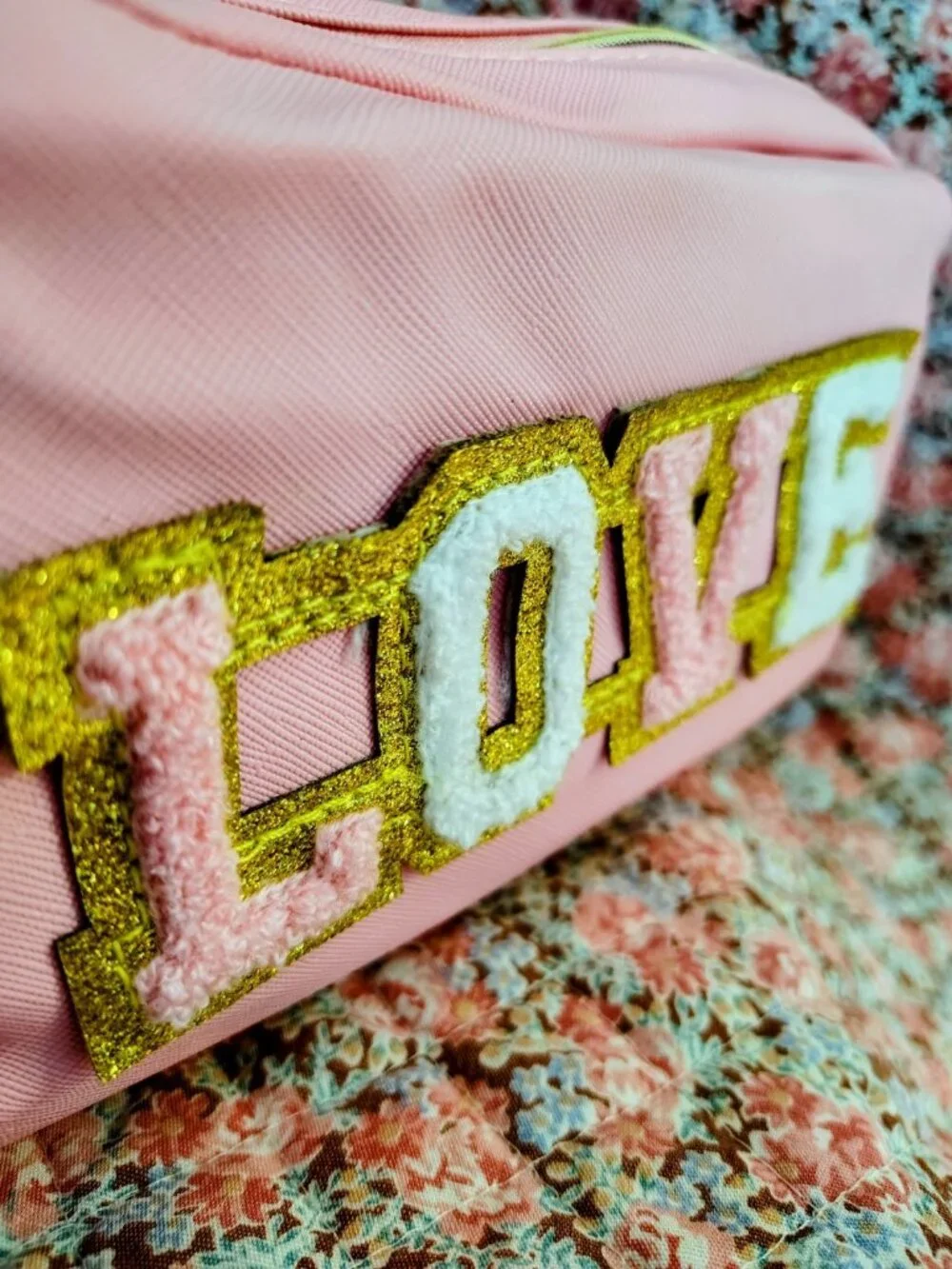 NWT Pink Makeup LOVE Applique
